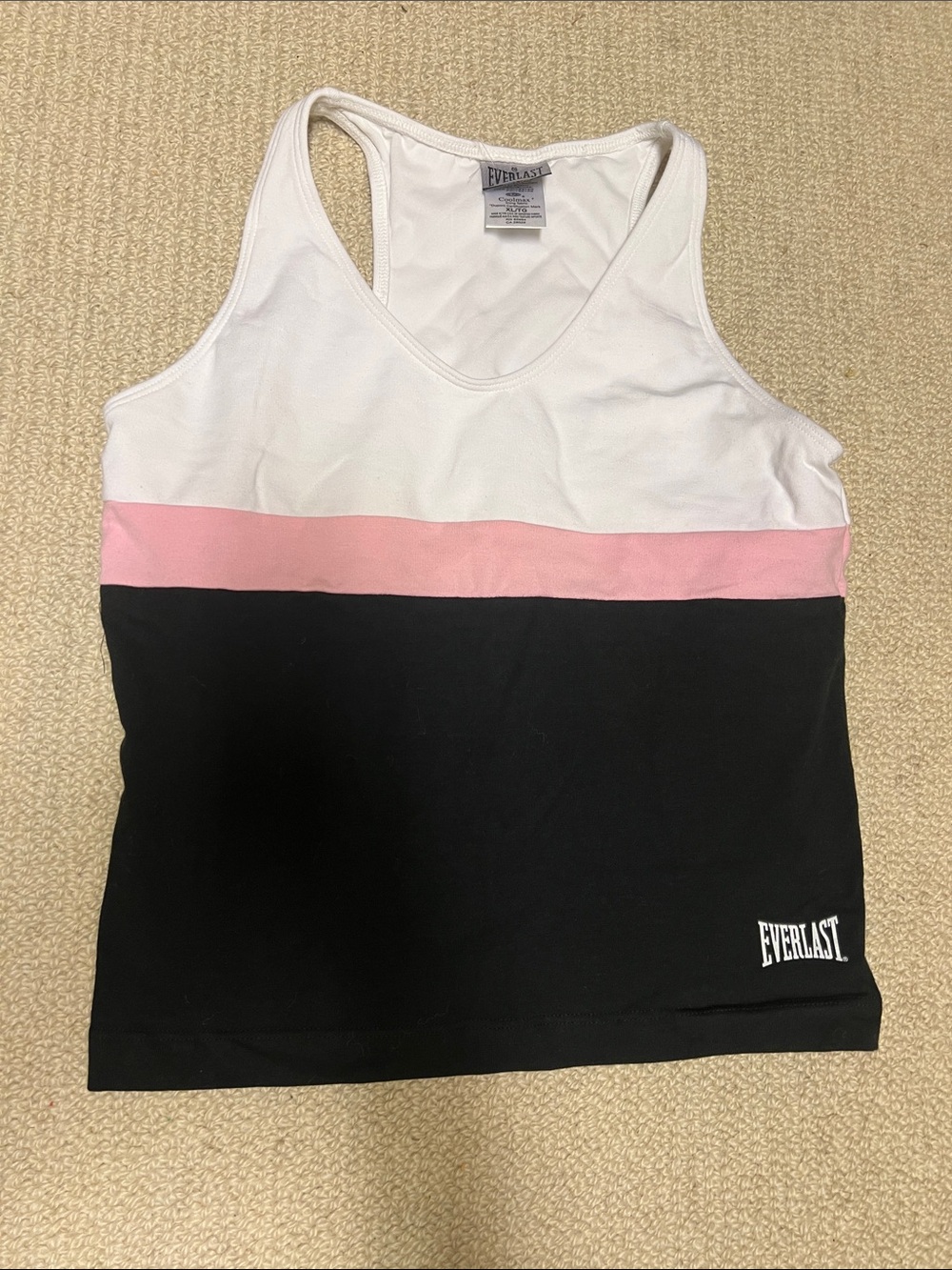 Everlast Women's White Pink Black Colorblock Racerback Tank